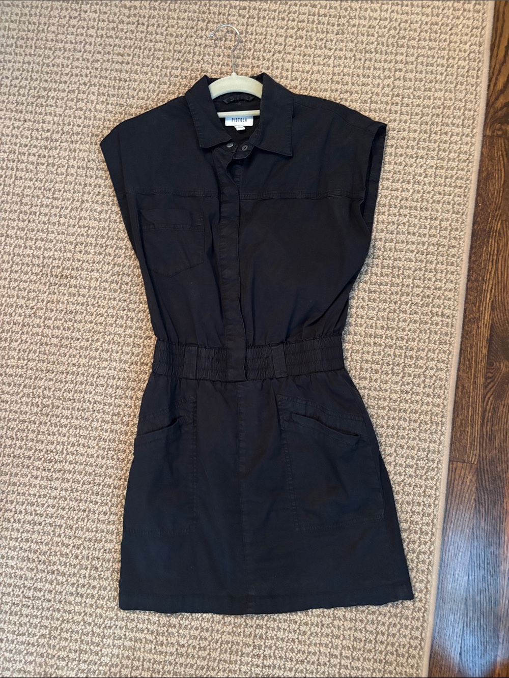 PISTOLA Rosie Black Mini Shirt Dress